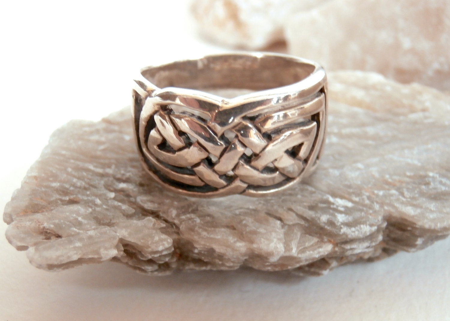 Silverly Womens Mens .925 Sterling Silver 13 mm Celtic Knot Curb Chain Link Biker Chunky Ring