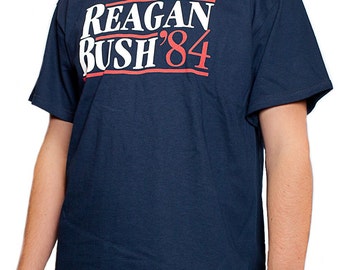 Reagan Bush 84 T-shirt Conservative Presidential Campaign Shirt S-3XL Navy