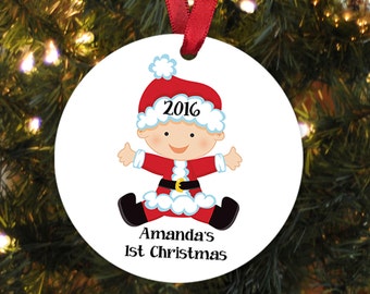 Baby's First Christmas Ornament Santa Baby Personalized Christmas Ornament - New Baby Gift Baby Christmas Gift