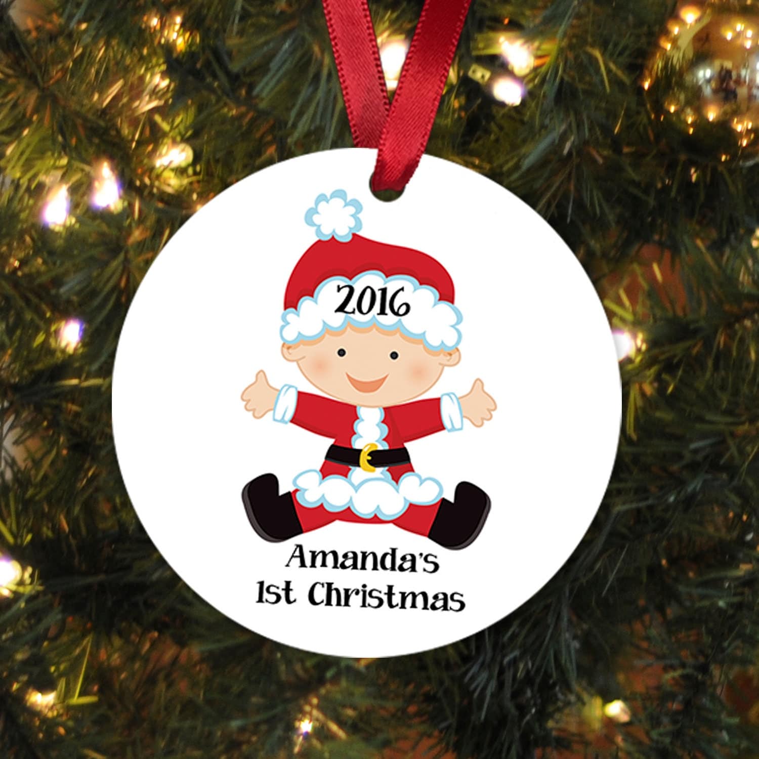 Baby's First Christmas Ornament Santa Baby Personalized