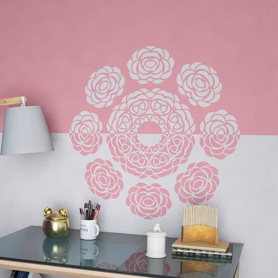 Mandala schablone mit blumen groÃe dekorative von stencilslabny