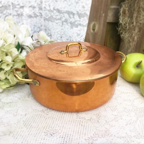 Vintage Copper Pot Stockpot Lid Dutch Oven Nasco Laminaco