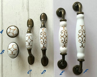 3" 3.75" 5" 6.3" Drawer Knob Pull Handles Dresser Pulls Cabinet White Gold Antique Bronze Kitchen Door Pulls 76 96 128 160 mm ARoseRambling