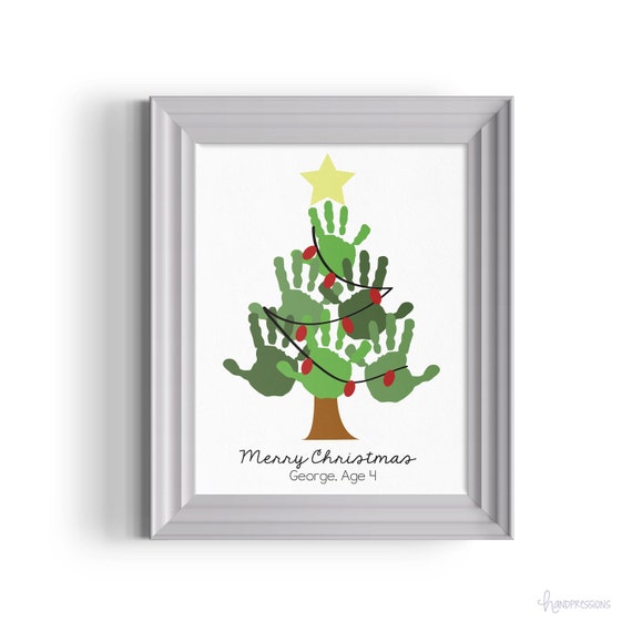 family christmas tree handprint artwork holiday decor family christmas tree handprint artwork holiday decor