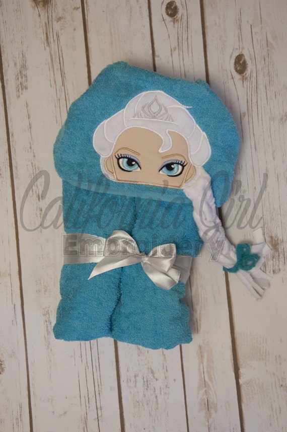 Elsa Hooded Towel Ice Queen Bath Towel Child by CaliGirlEmbroidery