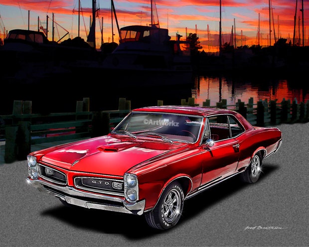 Muscle Car 1966 Pontiac GTO Auto Art Classic Car Print