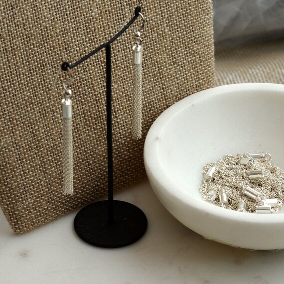 Sterling Silver Tassel Long Chain 45mmx3mm 2mm Loop 12