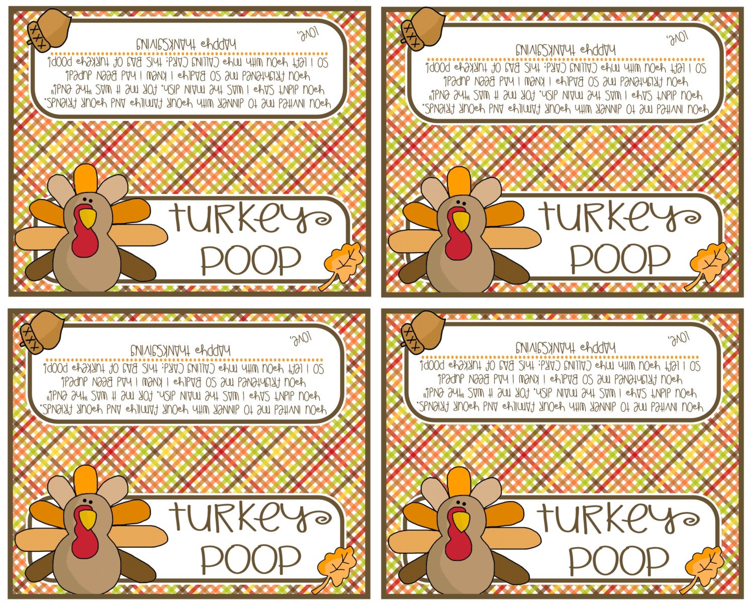 Turkey Poop Bag Topper Happy Thanksgiving Treat Bag