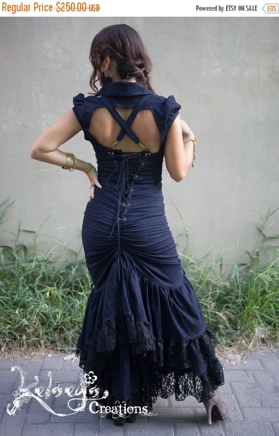 ON SALE High Waisted Skirt - XSmall, Black, Victorian, Steampunk, Burning Man, Black Dress, Ruffled Skirt, Brass, Boho, Burning Man, Victory by KelseysCreationsShop steampunk buy now online