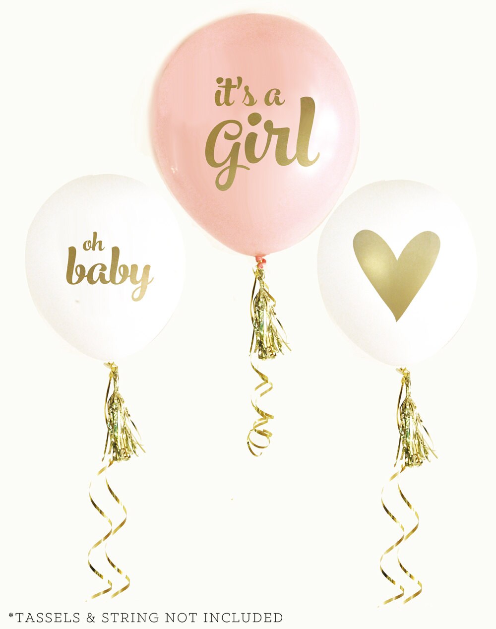 Oh Baby Balloons Etsy Oh Baby It S A Pink And Gold Shower Balloons Set Of