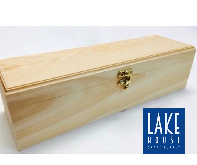 13 Unfinished Wood Keepsake Box with Clasp Lock.