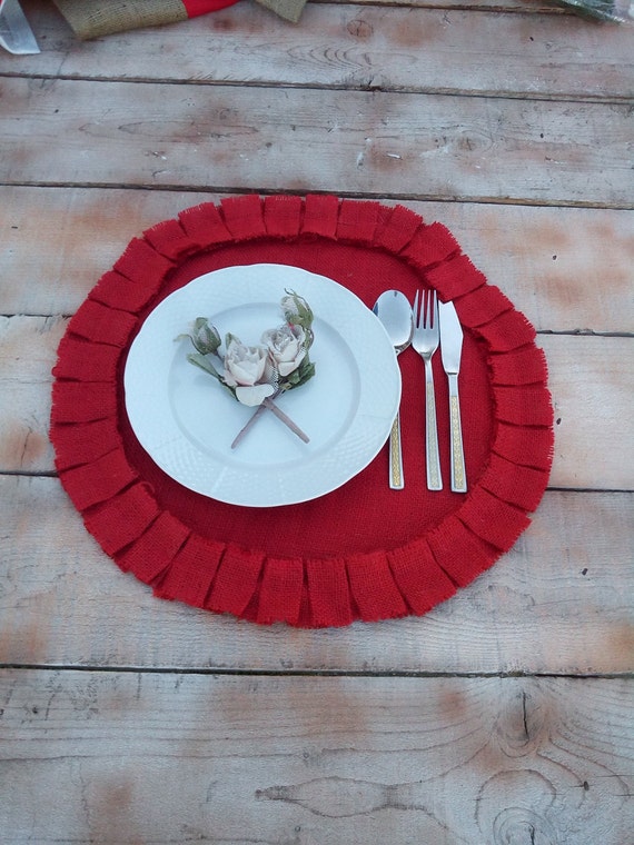 Round Burlap Placemats Choose color Burlap by AJRUSTICCREATIONS