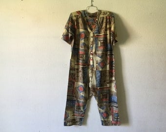 Vintage 1980's Loose Jumpsuit, One Piece Romper