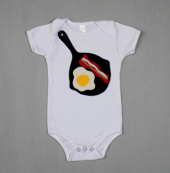 bacon and eggs onesie bacon baby clothing food by JamJamsJam
