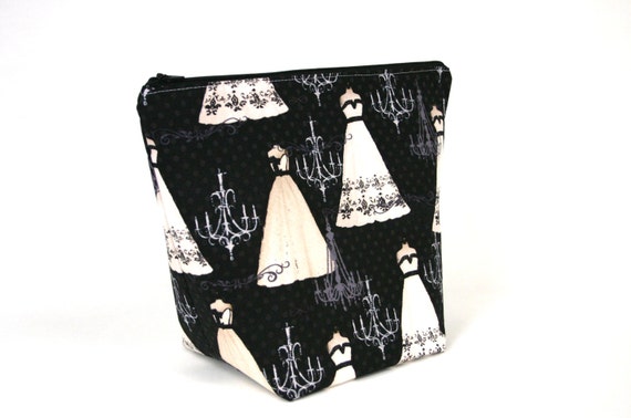 knitting bag medium wedge large opening project bag black