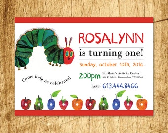 Very Hungry Caterpillar Birthday Invitation | Custom Invitation | Printable Digital Download | 5x7"