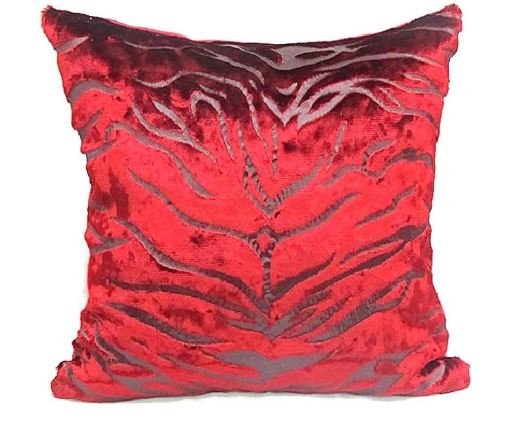 Burgundy velvet throw pillow sham 16x16 custom pillow by SABDECO