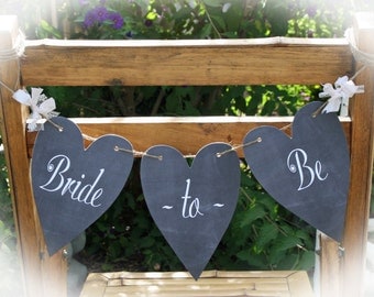 Bridal shower Bride to Be banner | Bride to be chair sign | Chalkboard Bridal shower | choice of ribbon accents