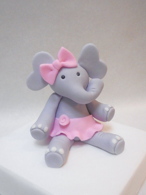 Elephant Fondant Cake Topper 1st Birthday Baby by CakeTopperChic