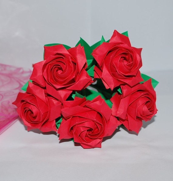 flower origami sale for bouquet anniversary  red Rose Origami bouquet  roses     wedding