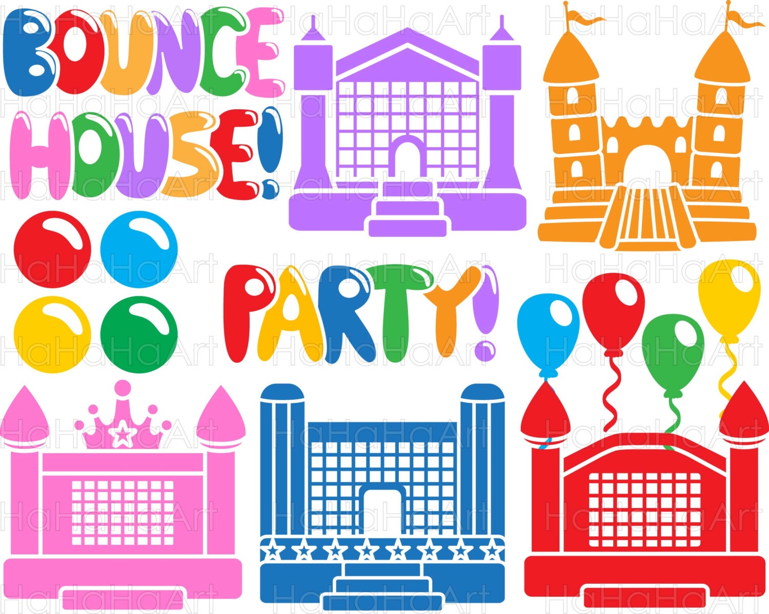 Download Monogram Bounce House Party Digital Cutting files Svg Png