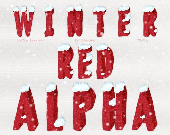 Winter Alphabet Letters Clipart Clip Art: Winter Red