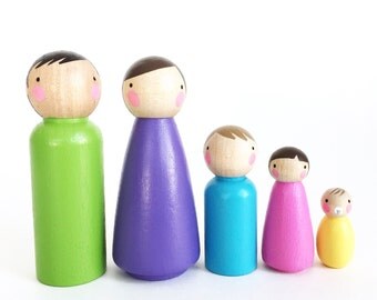 The Bright Family // doll house family //peg doll family