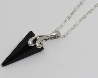 Swarovski Crystal Necklace, Sterling Silver, Black Spike Necklace, Swarovski Spike, Black Swarovski Necklace, Black Spike Pendant