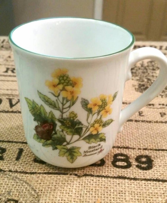 Royal Worcester Herbs mug butterfly floral mug coffee cup wild