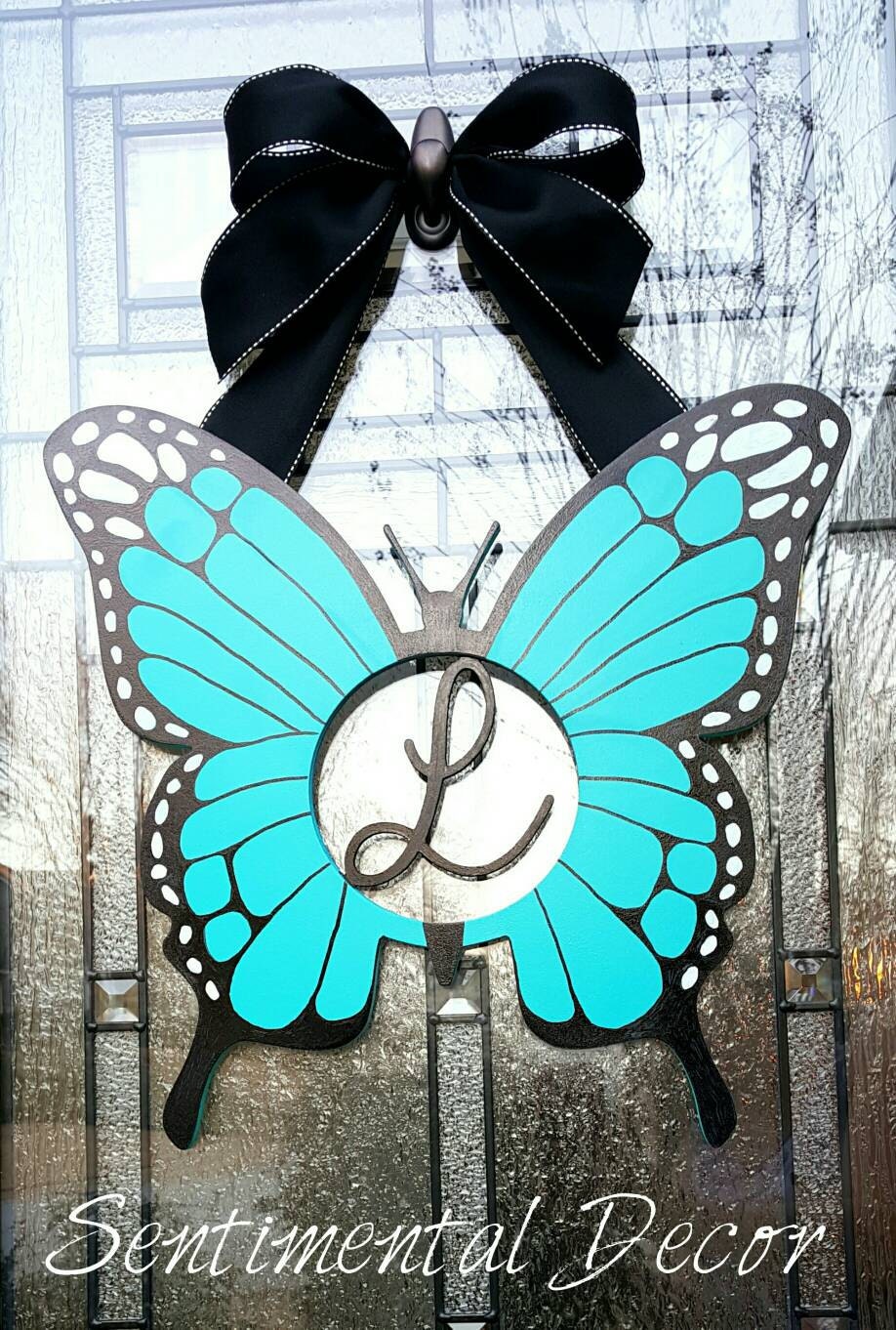 Butterfly Door Hanger MonogramCustom painted color with