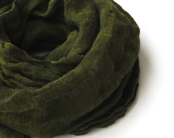 dark green melange linen scarf for men and women