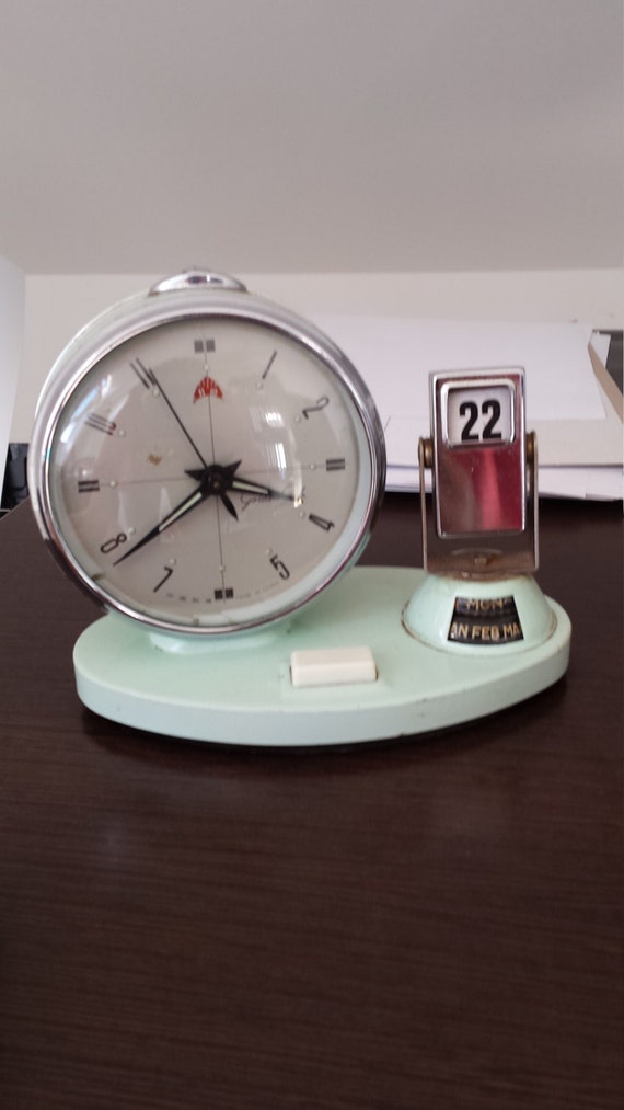 Vintage Mechanical Alarm Clock with Flip Calendar