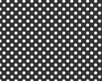 Laminated Cotton Fabric - Riley Blake Designs "Laminate Dots Small". 100% cotton laminate, pattern L350-110 Black - Small. Waterproof Fabric
