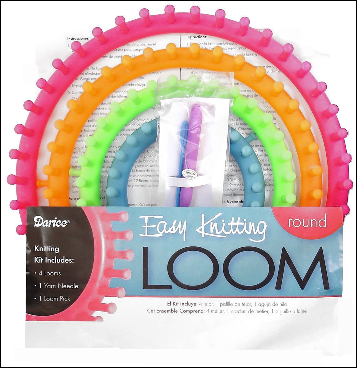 SALE! 4 Loom Set, 4 Round Knitting Loom Set, Darice Easy Knitting Loom