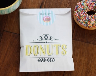 Donut Wedding Favor Bags. Donut Bags With Thank You stickers. Donut bar. Lined Bags. Doughnut