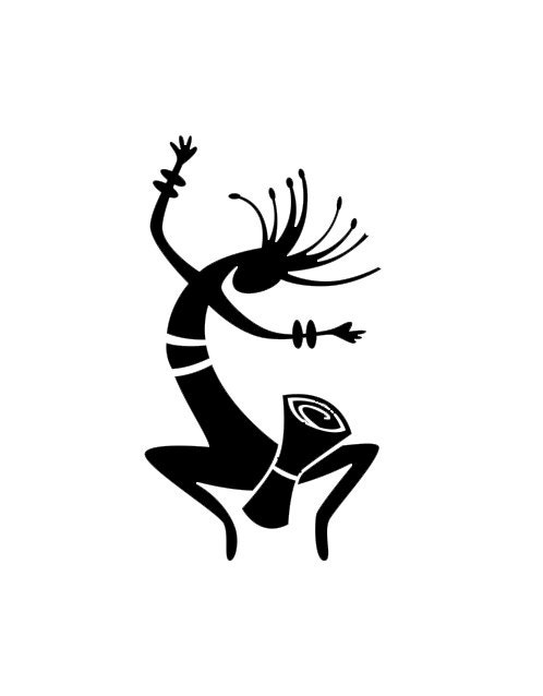 Kokopelli Silhouette Playing Drums Southwestern Style Symbol