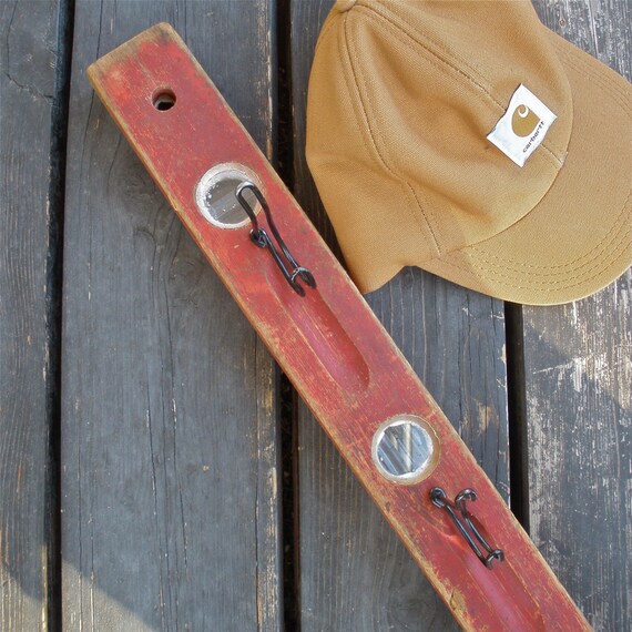 Wall Hat Rack Wood Level Coat Rack Hook Upcycled Vintage