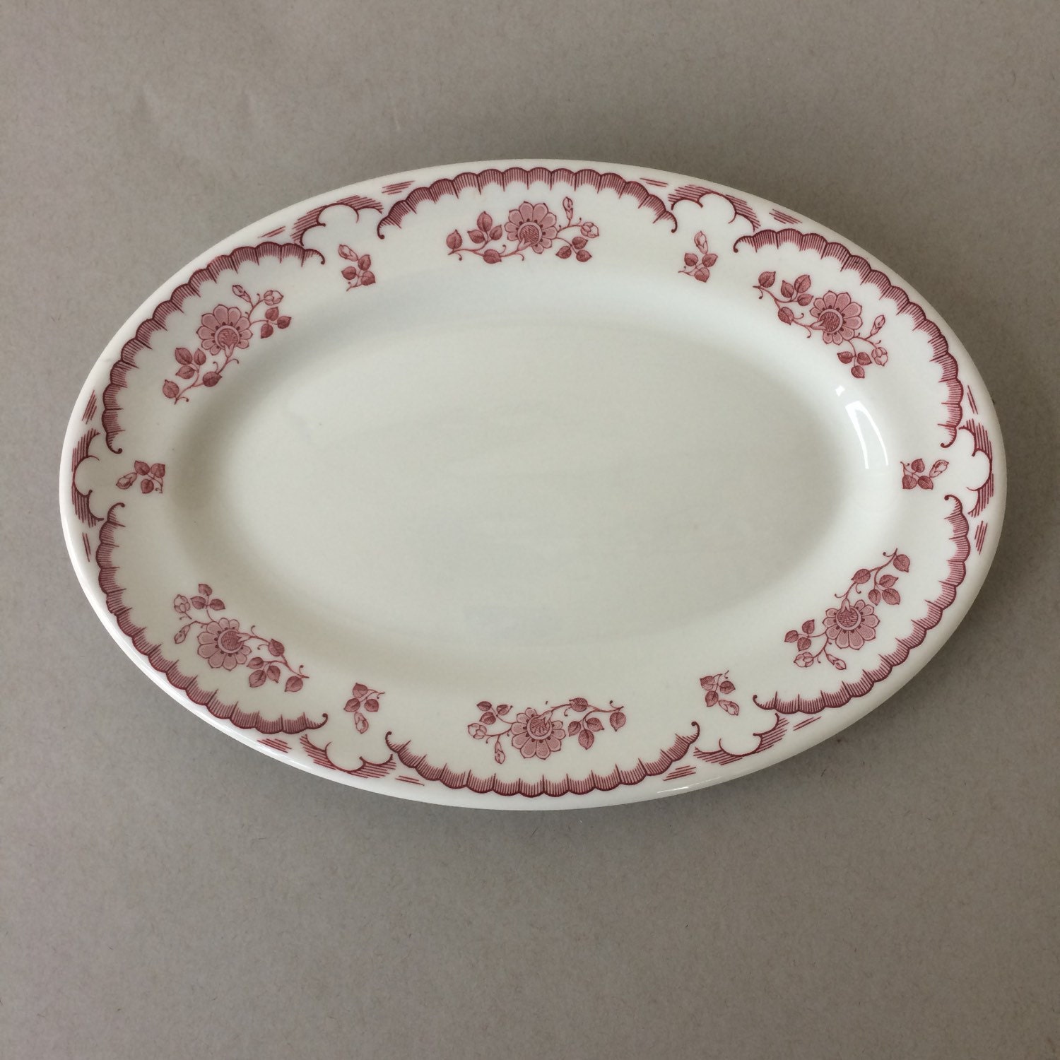 Vintage Shenango China Serving Platter Chardon Rose white