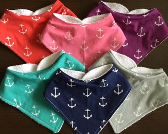 SALE!! Nautical anchor bandana bibs