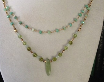 Green Kyanite and Gemstone Necklace
