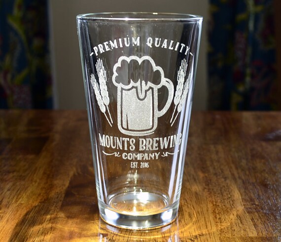 photo engraved pint glass