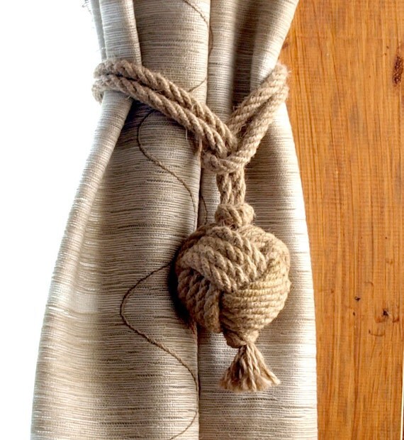 Set of 2 Nautical rope curtain tie backs nautical monkey