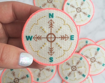 Compass Patch - Iron On, Embroidered Applique – Camp - Camping - Adventure