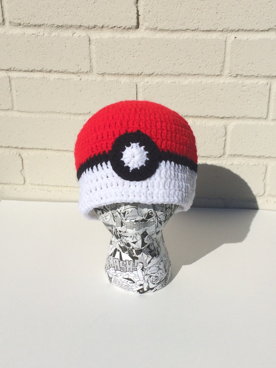 Pokemon inspired pokeball hat Crocheted by NerdBabyGear on Etsy