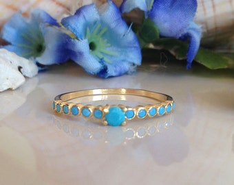 20% off-SALE!! Turquoise Ring - Sleeping Beauty Turquoise - December Birthstone - Delicate Ring - Slim Band - Simple Jewelry - Bezel Ring