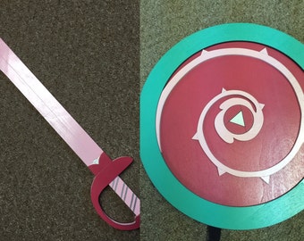 Kids Costume Size Set of Rose Quartz Sword and Shield w/ optional backpack straps