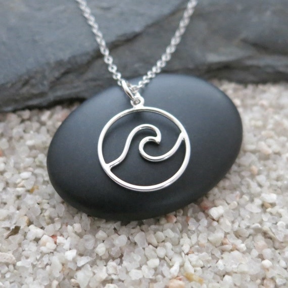 Wave Necklace Sterling Silver Wave Pendant Beach Jewelry