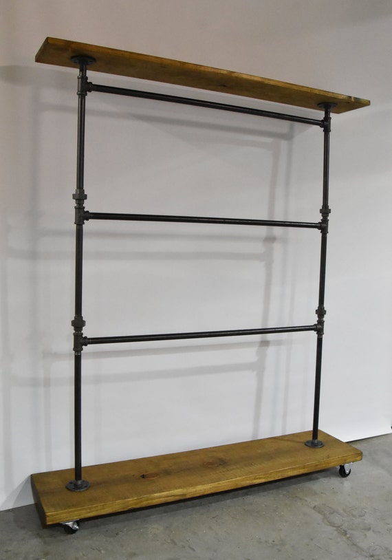 Garment rack with three cross bars and top by UrbanFarmhouseGroup