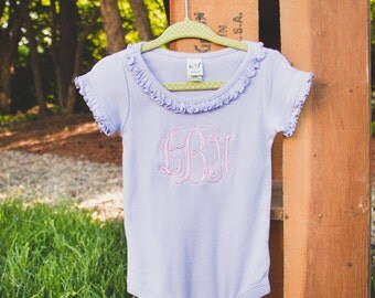Monogrammed Ruffle Onesie | Monogram Ruffle T-shirt | Baby Monogram Shirt | Girls Monogram Shirt | Large Monogram | Gifts for Baby Girl |