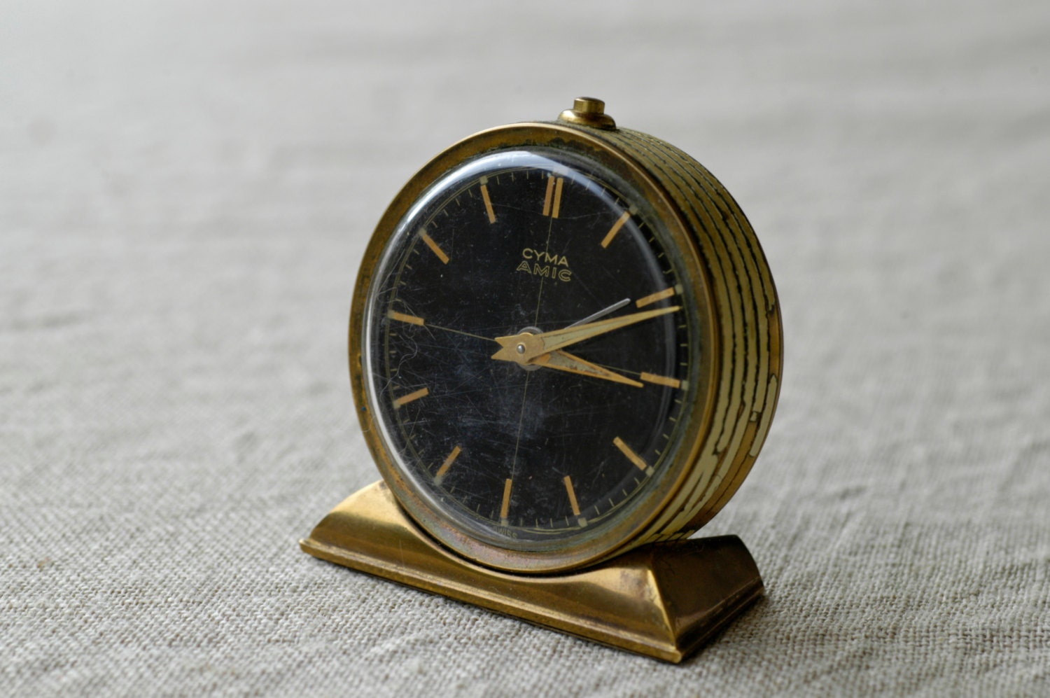 vintage alarm clock / cyma amic / midcentury collectible swiss